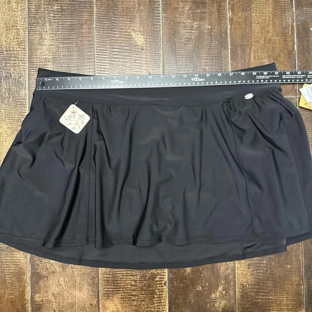 Zeroxposur Black Swim Skirt with Built-in Bikini Liner and UPF 30+